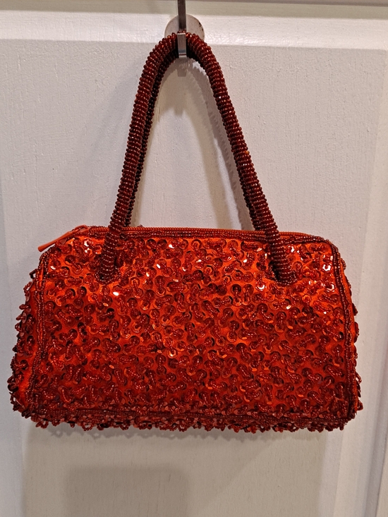 Bijoux Terner Handbags - Bijoux Terner Y2k Vintage Cherry Red Sequin Quartz Beaded Mini Top-Handle Bag